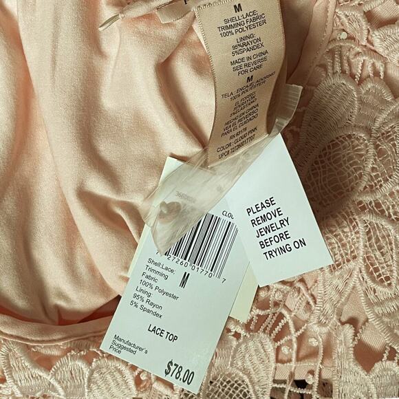 Philosophy NWT Pink Floral Lace Blouse Size Medium - Picture 6 of 7